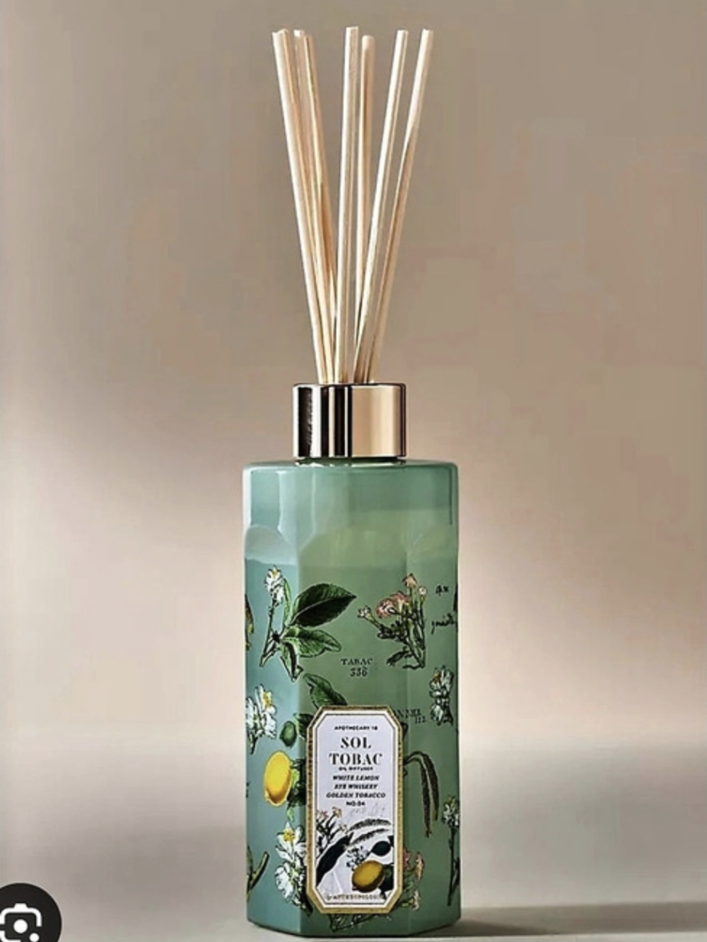 Anthropologie Apothecary 18 Sol Tobac Reed Diffuser Green & Blue